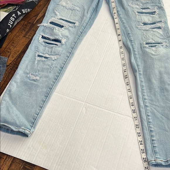 American Eagle Outfitters Jeans patches underneath distress Next Level Stretch 8 - Picture 13 of 14